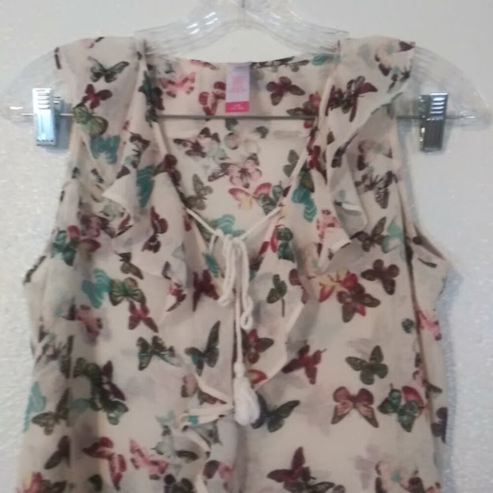 No Boundaries women's size L (11-13) multicolored butterfly print woven tank top - Picture 2 of 16